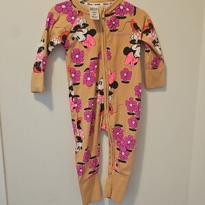 Disney Minnie Mouse Floral Kids Footie - Pink and Tan